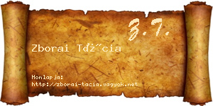 Zborai Tácia névjegykártya
